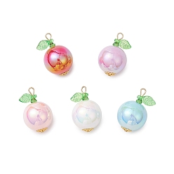 (52) Непрозрачная лаванда Непрозрачные акриловые подвески, со стеклянными и латунными бусинами, фрукты, разноцветные, 24.5x15.5 мм, отверстие : 2 мм