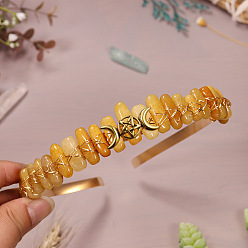 Желтый авантюрин Резинки для волос из натурального желтого авантюрина, корона для волос, для женщин девушек, 250x170x50 мм