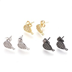 (52) Непрозрачная лаванда Изделия из латуни, с петлей, цирконий, без свинца, без кадмии и без никеля, слеза, прозрачные, разноцветные, 12x7x2.5 мм, отверстия: 0.8 мм, штифты: 0.8 мм