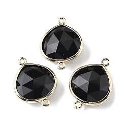 Обсидиан Подвески из латуни, с естественным обсидианом, стойки покрытие, слеза, 24.5x18x7 мм, отверстие : 1.6 мм