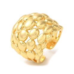 Настоящее золото 18K Овальные латунные открытые манжеты, многослойное широкое кольцо для женщин, без свинца и без кадмия, реальный 18 k позолоченный, 22.5 мм, регулируемый