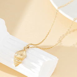 Shell Shape Летние пляжные ожерелья с подвесками из сплава для женщин, золотые, формы раковины, 14.57 дюйм (37 см)