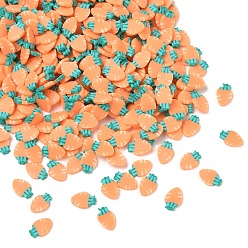 Carrot Handmade Polymer Clay Cabochons, Orange, Carrot, 5~6x3~4x0.6~0.8mm, about 76923pcs/1000g