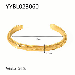 Настоящее золото 18K Европейские и американские стильные 304 браслеты-манжеты из нержавеющей стали для женщин, реальный 18 k позолоченный, внутренний диаметр: 2-1/2 дюйм (6.2 см)