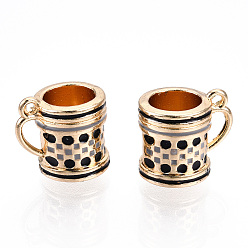 Черный Стеллаж покрытие сплава эмалью подвески, без кадмия, без никеля и без свинца, чашка, золотой свет, чёрные, 13x14x11 мм, отверстие : 1.5 мм