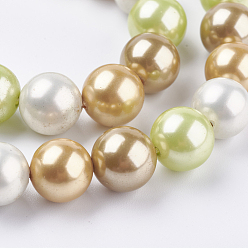 (52) Непрозрачная лаванда Гальваническая оболочка жемчужные бусы пряди, круглые, разноцветные, 12 мм, отверстие : 1 мм, около 34 шт / нитка, 15.6 дюйм (39.5 см)