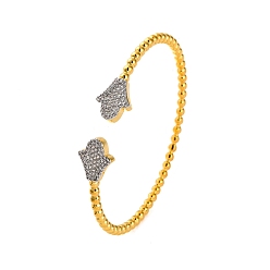 Настоящее золото 18K Цветочная стойка покрытие латунь микро паве кубический цирконий браслеты манжеты для женщин, долговечный, без кадмия и без свинца, реальный 18 k позолоченный, 3/8 дюйм (1.1 см)