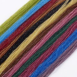 Mixed Color Glass Beads Strands, Faceted, Round, Mixed Color, 2x2mm, Hole: 0.4mm, about 193~197pcs/strand, 14.17 inch~15.51 inch(36~39.4cm)
