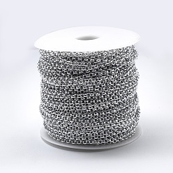 Silver Aluminium Rolo Chains, with Spool, Unwelded, Silver Color Plated, 6x2mm, about 164.04 Feet(50m)/roll