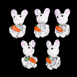 Белый Бусины лэмпворк , кролик с морковкой, белые, 25~26x15~16x14 мм, отверстие : 1.6~2 мм