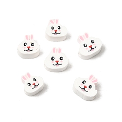 Кролик Пасхальные бусины ручной работы из полимерной глины, кролик, 7.5x8x4.5 мм, отверстие : 1.9 мм