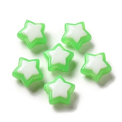 Green Imitation Jelly Transparent Acrylic Beads, Two Tone, Star, Green, 17x18x3mm, Hole: 3.5mm, 20pcs/set