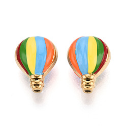 Разноцветный Ионное покрытие (IP) 304 шарики из эмали из нержавеющей стали, воздушный шар, реальный 18 k позолоченный, красочный, 16x12x9 мм, отверстие : 1.6 мм