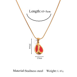 Teardrop 304 Подвески-колье из нержавеющей стали с эмалью, красные, геометрического рисунка, золотые, слеза, 17.72 дюйм (45 см), Кулон : 26x13 мм