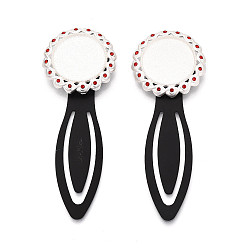 Серебро Закладки из сплава и железа, с плоским круглым вращающимся подносом и стразами, серебряные, 78~78.5x28.5x5~6 мм, Размер лотка: 20 мм