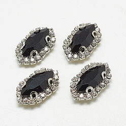 Реактивный Самолет Шить на горный хрусталь, многожильных ссылки, стекло горный хрусталь, с латунной фурнитурой , аксессуары для одежды, лошадиный глаз , платина, струя, 34x17.5x8 мм, отверстие : 1 мм