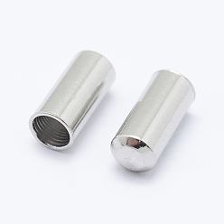 Stainless Steel Color 304 Stainless Steel Cord Ends, End Caps, Column, Stainless Steel Color, 7x3mm, Inner Diameter: 2.5mm