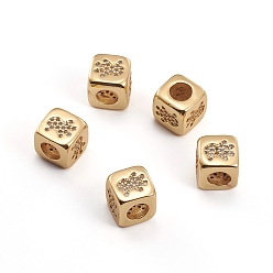 Золотой Латунные микропаве из прозрачного кубического циркония, куб с мальчиком, золотые, 8.5x8.5x8.5 мм, отверстие : 3.5 мм