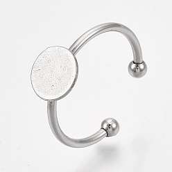 Нержавеющая Сталь Цвет Не тускнеет 201 манжеты из нержавеющей стали, кольца для пальцев, компоненты, настройки основания кольца колодки, плоско-круглые, цвет нержавеющей стали, лоток : 8 мм, размер США 6 1/2 (16.9 мм), 1.5~3 мм