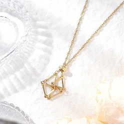 Золотой 304 Нержавеющая сталь пустой макраме мешочек кулон сингапурская цепочка ожерелье изготовление, с латунными скользящими бусинами, золотые, 17.28 дюйм (43.9 см)