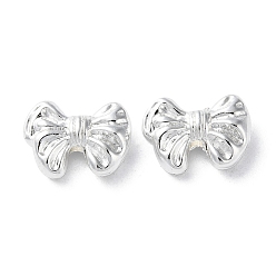 Silver Alloy Beads, Long-Lasting Plated, Bowknot, Silver, 9.5x13x4.5mm, Hole: 1.4mm