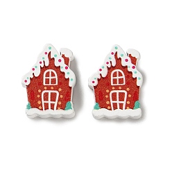 Дом Рождественские тематические деревянные бусины схима, напечатанный, дом, 21x16x8 мм, отверстие : 3 мм