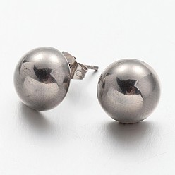 Нержавеющая Сталь Цвет Устойчивы к потускнению 304 серьги-гвоздики из нержавеющей стали, гипоаллергенные серьги, полукруглые / купольные, цвет нержавеющей стали, 16.5x8x5 мм, контактный: 0.8 mm