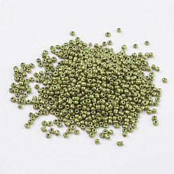 Olive Glass Seed Beads, Dyed Colors, Round, Olive, Size: about 2mm in diameter, hole:1mm