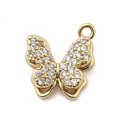 Настоящее золото 18K Латунные микро проложить кубического циркония подвески, бабочка, долговечный, без никеля , реальный 18 k позолоченный, 11.5x10.5x3.5 мм, отверстие : 1.2 мм
