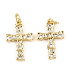Настоящее золото 18K Латунные микро проложить кубического циркония подвески, крестик, с целью перехода в кольце, стойки покрытие, долговечный, без свинца и без кадмия, реальный 18 k позолоченный, 18.5x12x2.5 мм, отверстие : 3.5 мм