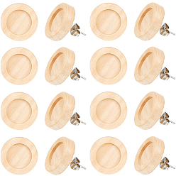 пшеница 40шт. деревянные серьги-гвоздики, плоские круглые серьги, с 304 штифтов из нержавеющей стали, цвет пшеницы, 14 мм, лоток : 12 мм