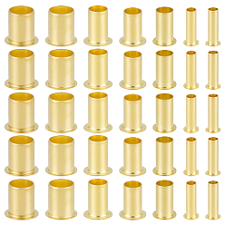 Золотой 70шт. 7 стили латунные колонны компрессионные втулки наконечник, Ассортимент компрессионных фитингов для труб воздуха, воды и газа, золотые, 14~15.5x8~15.5 мм, 10 шт / стиль