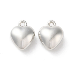 Платина Пластмассовые подвески ccb, сердце прелести, платина, 18x15x8.5 мм, отверстие : 1.8 мм