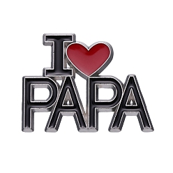 Черный Эмалевые булавки, сплава брошь, слово, я люблю папу, ко дню отца, чёрные, 33x25 мм