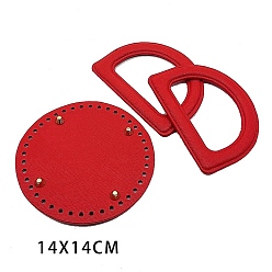 Светло-Вишневый D-образная ручка из искусственной кожи и плоское круглое дно сумки, светло-вишневый, 14 см, 13x10 см