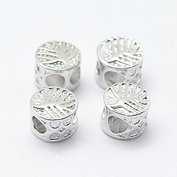 Платина Латунные бусины, долговечный, плоские круглые с дерева жизни, платина, 8x6 мм, отверстие : 3 мм
