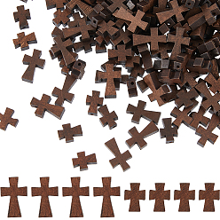 Кокосово-Коричневый 160 шт 2 стили натуральных деревянных бусин, окрашенные, крестик, кокосового коричневый, 13.5~19.5x10~13x4.5~5 мм, отверстие : 1.4~1.5 мм, 80 шт / стиль