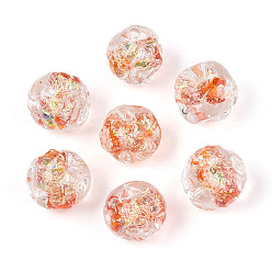 Коралловый Ручной работы бусины фольги, самородки, коралл, 9~10.5x10~11.5x10~11.5 мм, отверстие : 1.2~1.8 мм, около 50 шт / нитка, 19.29~20.47'' (49~52 см)