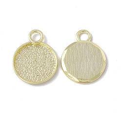 Light Gold Rack Plating Alloy Pendant Cabochon Settings, Cadmium Free & Lead Free, Flat Round, Light Gold, Tray: 19.5mm, 28x22x2.5mm, Hole: 4.5mm, 
