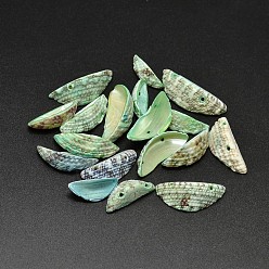 Medium Aquamarine Dyed Natural Shell Half Moon Beads, Medium Aquamarine, 17~26x8~15x5~7mm, Hole: 1mm, about 650pcs/500g