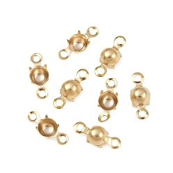 Настоящее золото 24K Подвески-подвески с когтями из латуни и стразами, без кадмия и без свинца, плоско-круглые, реальный 24 k позолоченный, пригодный для стразов 3 мм, 9.5x3.5x2.5 мм, отверстие : 1.2 мм