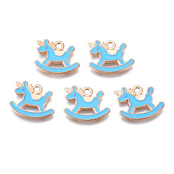 Бледно-бирюзовый Подвески из эмали и сплава, без кадмия и без свинца, качалки, золотой свет, бледные бирюзовая, 13x16x1.5 мм, отверстие : 1 мм