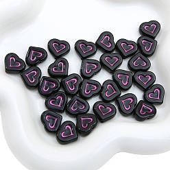 Herz Acryl-Perlen, Schwarz, cerise, Herz, 15x13 mm, 25 Stück / Beutel