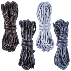 Couleur Mélangete 4 pièces 4 couleurs cordons ronds tressés en polyester ciré, pour bricolage, couleur mixte, 2mm, environ 5.47 yards (5m)/pc, 1 pc / couleur