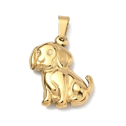 Собака 304 подвески из нержавеющей стали, с 201 защелкой из нержавеющей стали на поручнях, золотые, ионное покрытие (ip), собака, 20x15.5x4 мм, отверстие : 5x2.8 мм