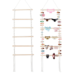 Бежевый Деревянная и хлопковая подставка для хранения аксессуаров для волос и заколок, бежевые, 1310x350x17 мм