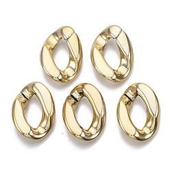Golden CCB Plastic Linking Rings, Quick Link Connectors, For Jewelry Curb Chains Making, Twist, Golden, 28.5x20x6mm, Inner Diameter: 8x16mm