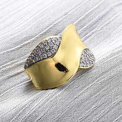 Настоящее золото 18K Регулируемые манжеты-кольца из латуни с микропаве из кубического циркония для женщин, без кадмия и без свинца, реальный 18 k позолоченный, внутренний диаметр: регулируемый, 15.5 мм