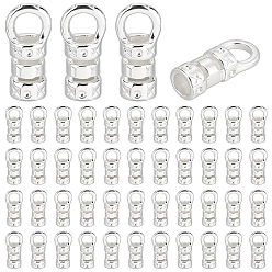 Серебро 50шт. латунные наконечники шнура, серебряные, 9x3.5 мм, отверстие : 2.5 мм, внутренний диаметр: 2 мм