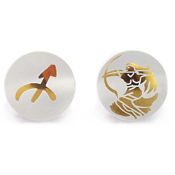 Рак Бусины из натурального матового кварца, круглая с двухсторонним выгравированным золотым созвездием, рак, 12 мм